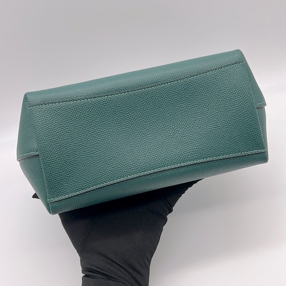 Coach Zip Top Shoulder Bag Silver Emerald Green CW390 - Picture 6 of 16